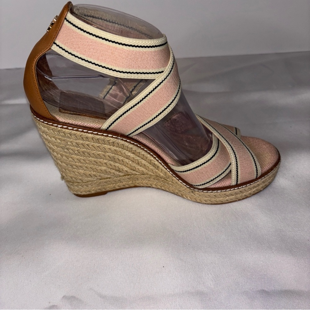 TORY BURCH Frieda Platform Wedge Espadrille Sandal High Heel Brown Tan Women 9M